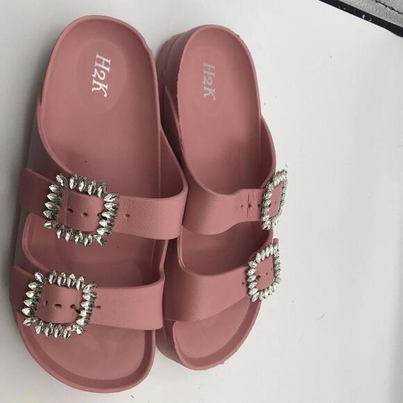 H2K Sandals Women's Molded Double Strap Solid Color Sandals Size 43=11 - Picture 2 of 9